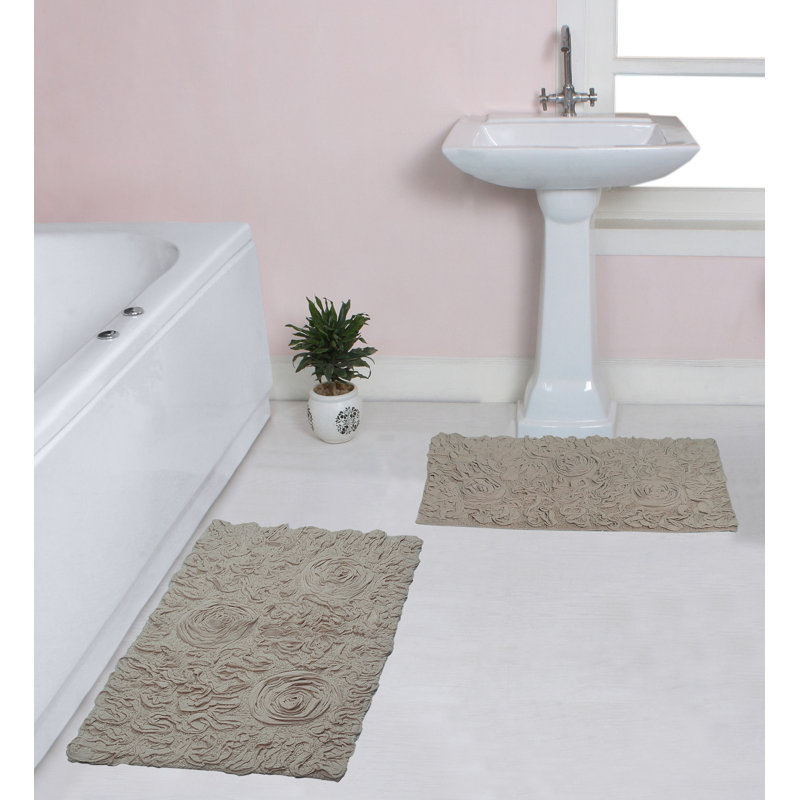 Tapis 100% coton lavable à la machine de la collection Bell Flower (ensemble de 2), L 21 po x L 34 po, l 24 po x L 40 po