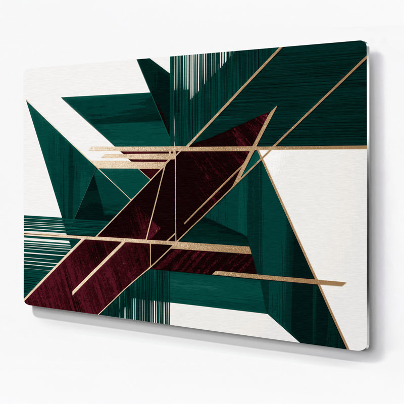«Geometric Abstraction 63», art mural en métal bleu, H 11 po x l 14 po
