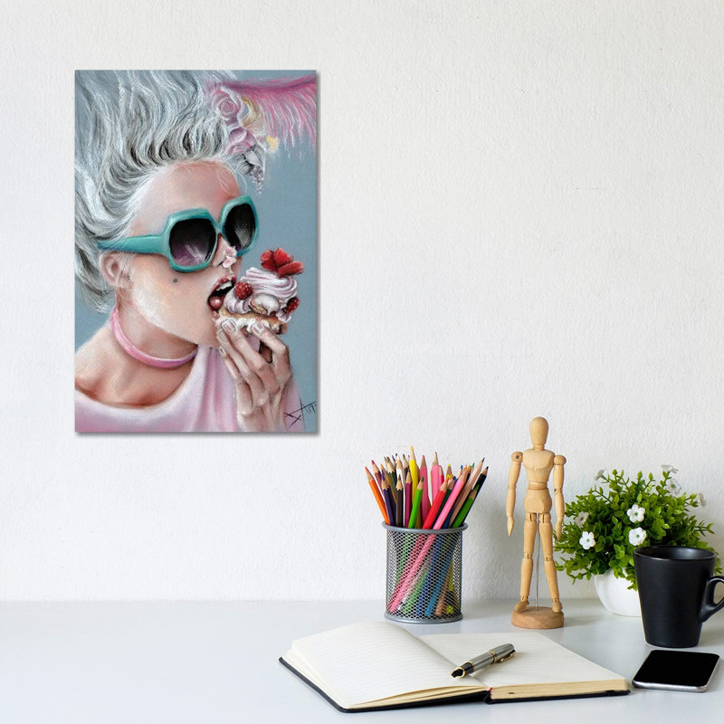 Eat Cake by Salma Nasreldin - Wrapped Canvas Print, 20.32 cm H x 30.48 cm W