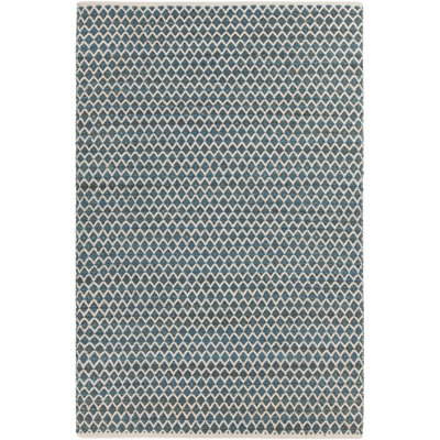 Costa Cotton Geometric Area Rug in Blue/White