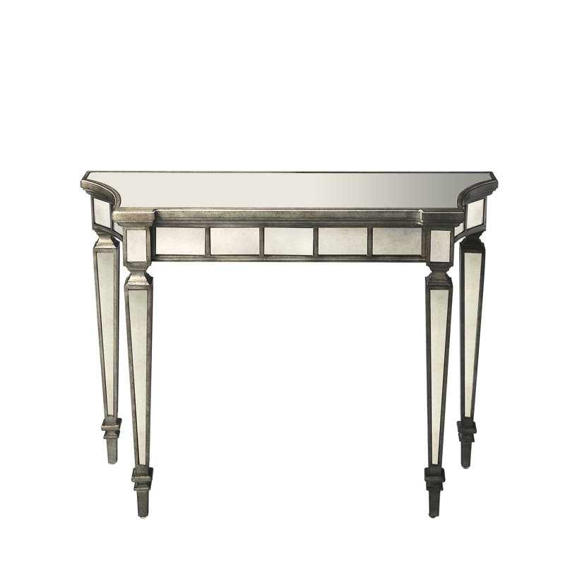 Fanning 40'' Glass Top Console Table, White