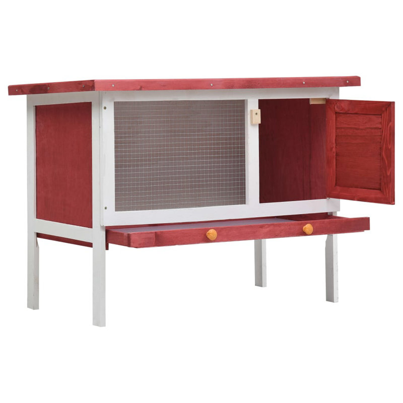 Rudy Weather Resistant Rabbit Hutch, Red