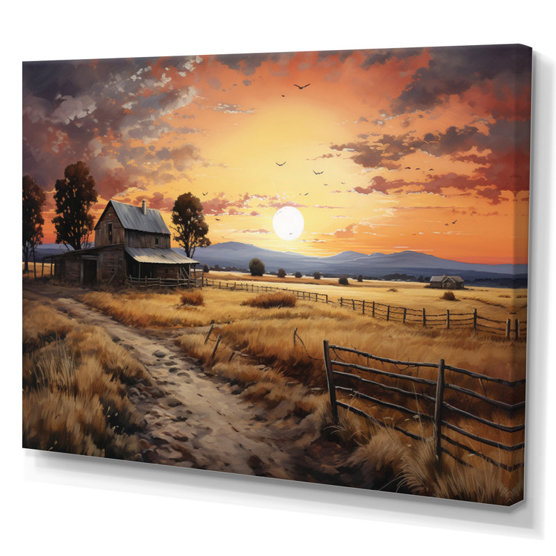 Barn Scenery at Dusk IV - Print, 34" H x 44" W, Wrapped Canvas, No Frame