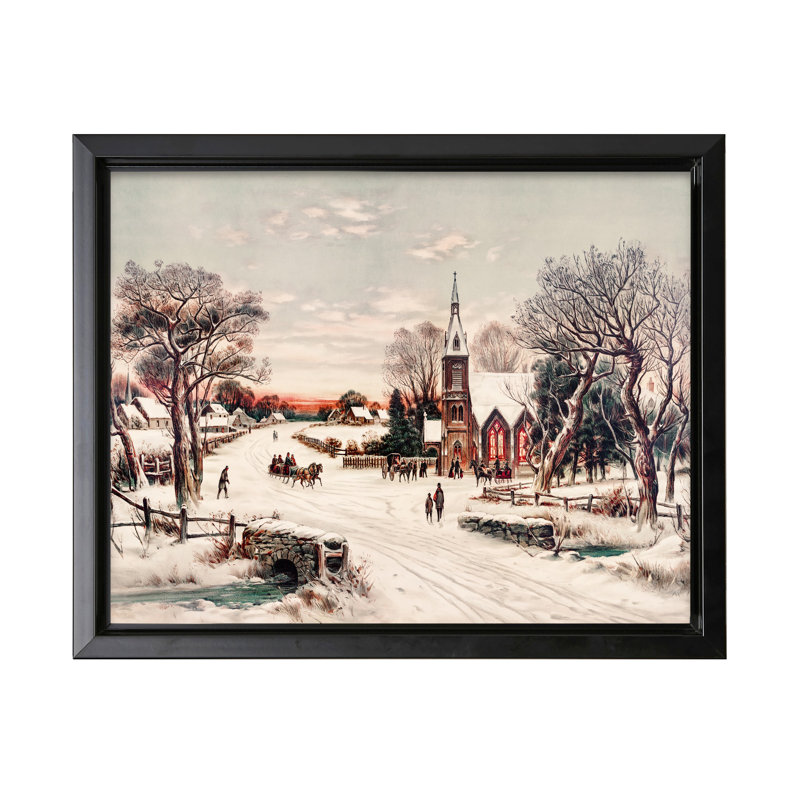 Peinture de Noël, H 08 po x l 10 po, Canevas, Cadre noir