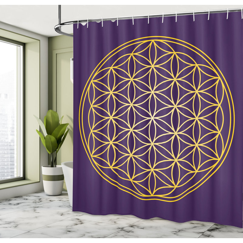 Geometric Shower Curtain with Hooks Included, 75" H x 69" W
