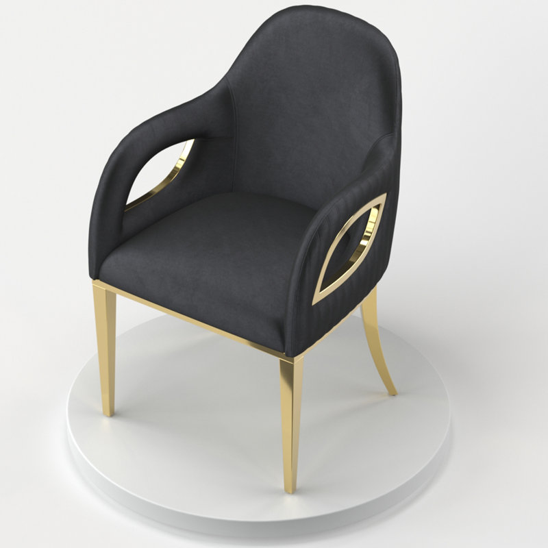 Onsim 18.6'' H Velvet Upholstered Armchair, Black