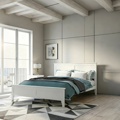Lit plateforme en bois massif Seadrift - capacité de 650 lb, base réglable, sans sommier, finition bord de mer