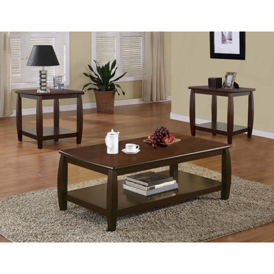 2-Piece Rectangular Wood 1X Coffee Table 1X End Table Set For Living Room
