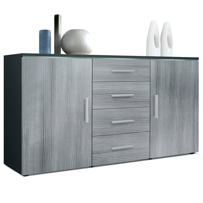 Mccrea 139 cm W Sideboard, Black matt/Avola anthracite, No