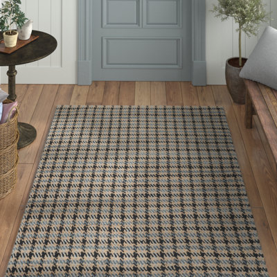 Arria Cape Cod Hand Woven Jute/Cotton Houndstooth Rug in Gray/Natural