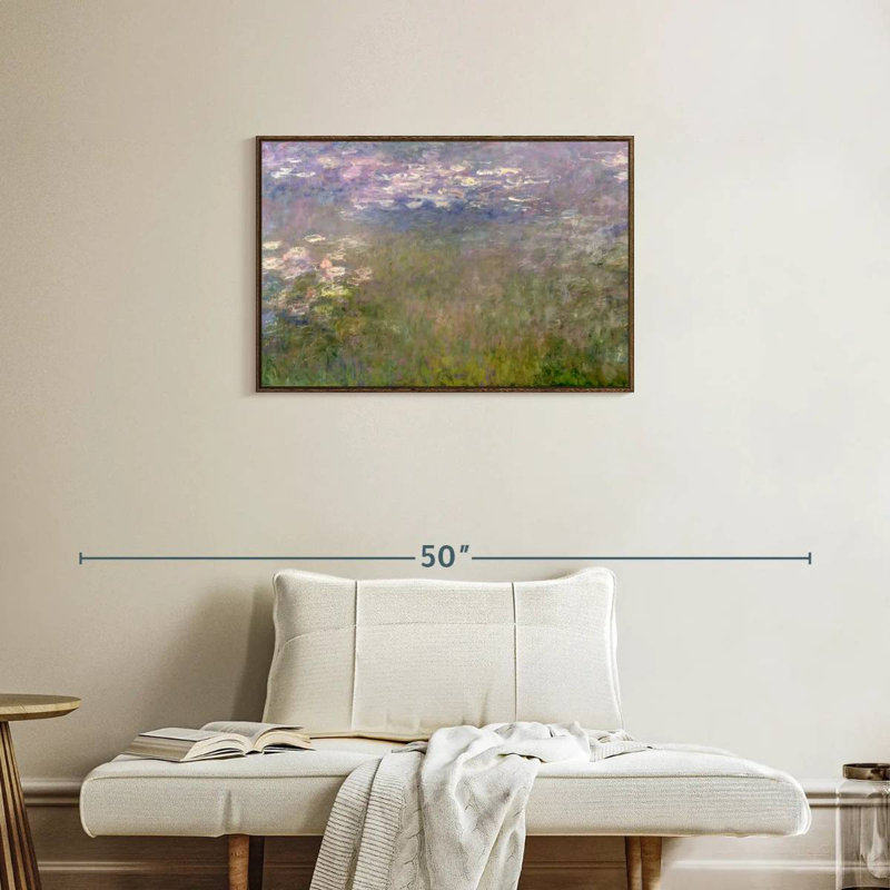 Nymphéas VI, 31 po x 21 po, Cadre flottant noyer
