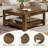39.5" Square Coffee Table with 2-Tier Storage for Living Room