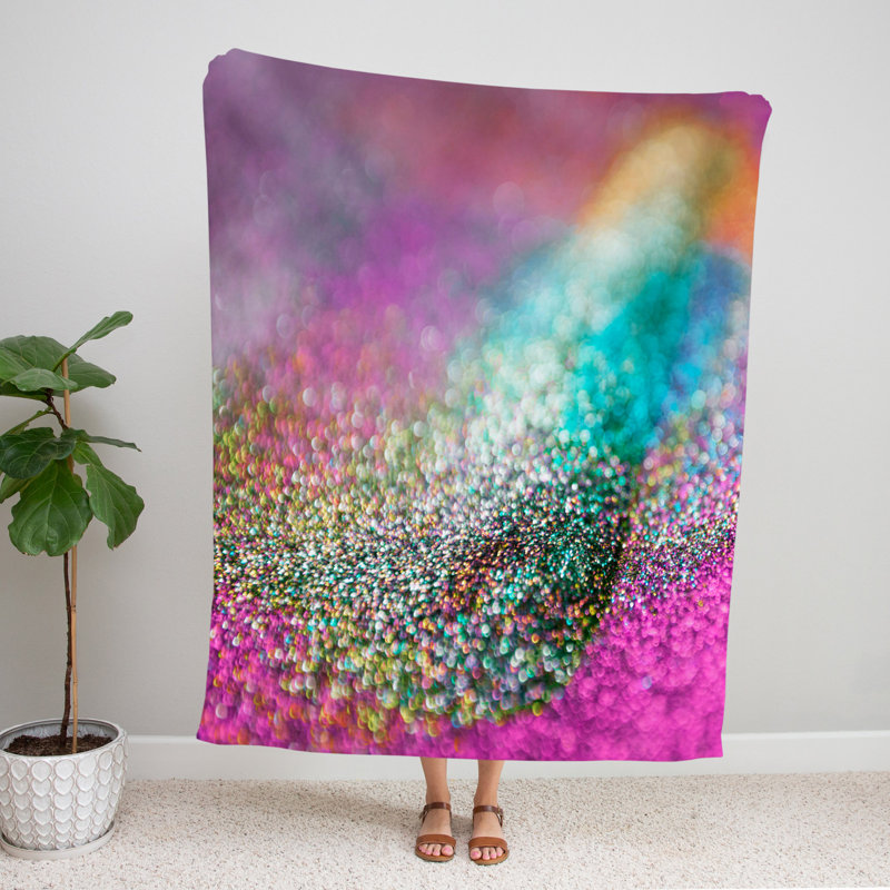 Throw Blanket, 68" W x 80" L, Abstract, Pink/Blue/Orange
