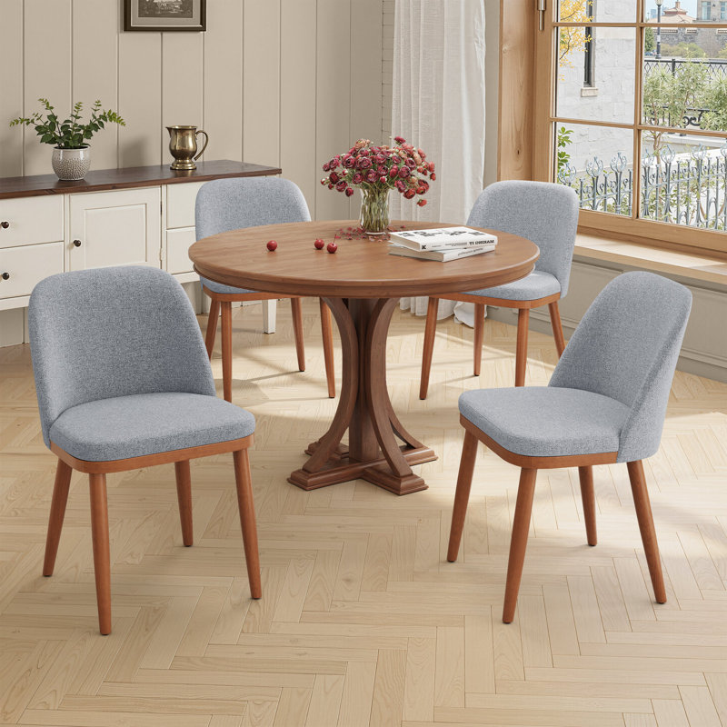 Wood Frame Upholstered Dining Chairs, Gray