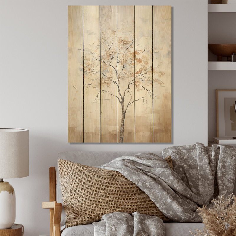 Minimalisme, érable beige, mélodie - érable, art sur bois de pin naturel, H 32 po x l 24 po