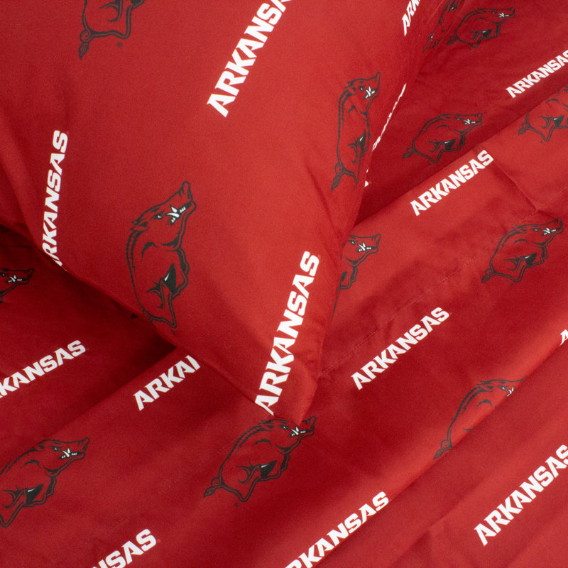 NCAA Sheet Set, Twin XL Sheet Set + Fitted Sheet + Pillowcase, Arkansas