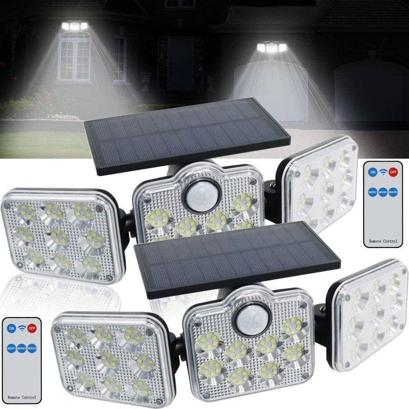 2-Pack Solar Outdoor Security Lights with Motion Sensor 6000K