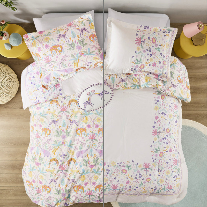 Housse de couette simple colorée avec tissu réversible et tissu de coton, Housse de couette simple et 3 pièces supplémenta