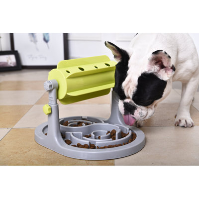 Pet Life Roto Paw IQ Training Interactive Rotating Slow Dog Feeder, Green