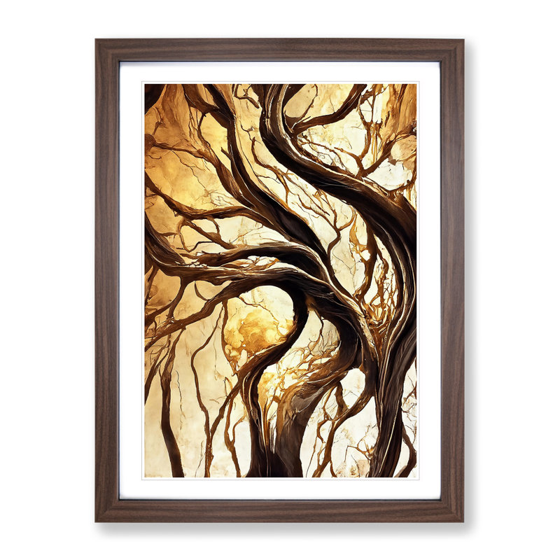 Abstract Autumn Tree No.3 - Framed Print, 34cm H x 25cm W, Walnut