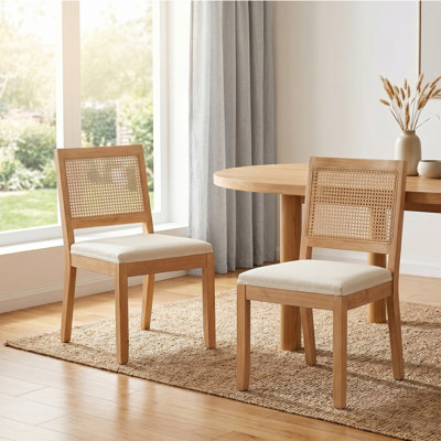 Mid Century Modern Upholstered Dining Chair, Solid Wood Frame Accent Chair