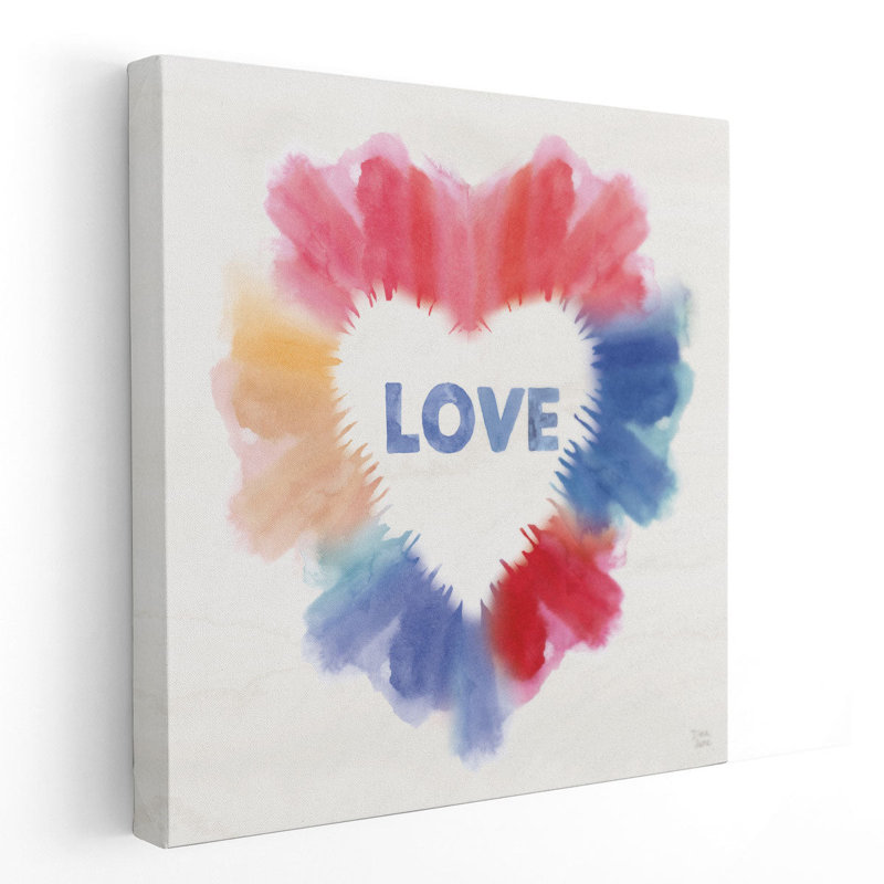 «Rainbow Love I», reproduction d'art sur toile, H 12 po x l 12 po