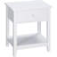 White 2 Side Table With Drawer And Storage, Versatile End For Living Room, 13.99 Inches Deep Table, Modern 13.99'' Depth