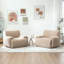 Fauteuil d'appoint surdimensionné rayé en chenille - Désossé - Taupe-1751376476
