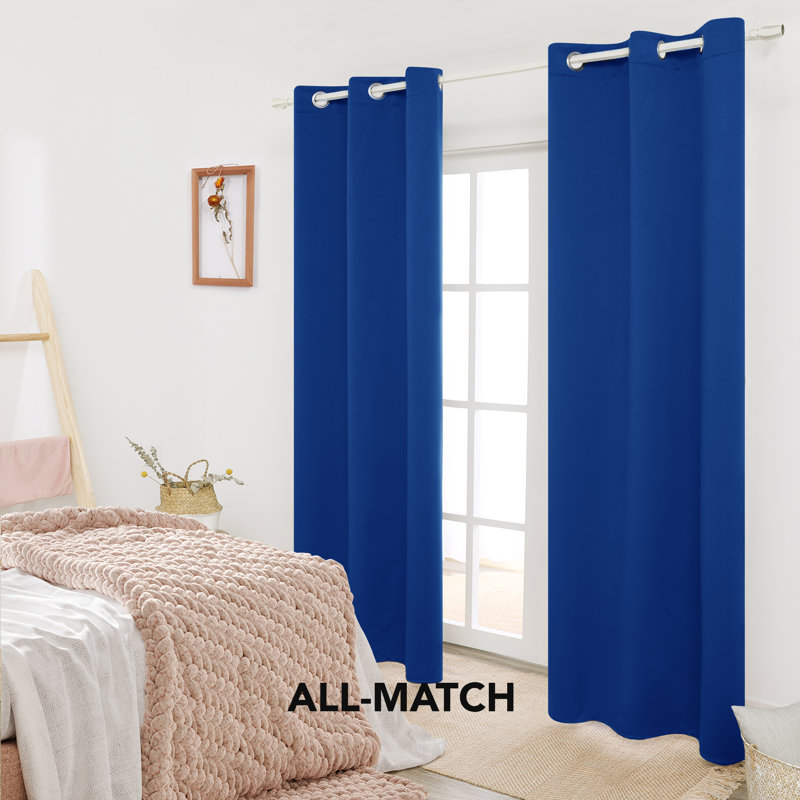Lompoc Room Darkening Grommet Curtain Panels, 42" W x 84" L, Royal Blue