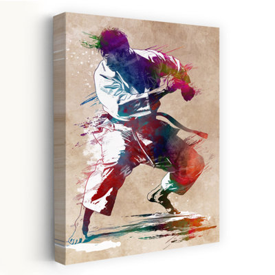 Dynamic Martial Artist Abstract Colorful Vibrant Wall Art