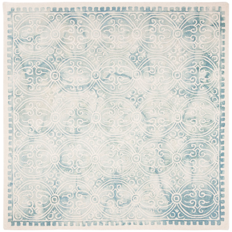 Oakton Hand Tufted Wool/Cotton/Latex Geometric Rug in Light Green/Ivory