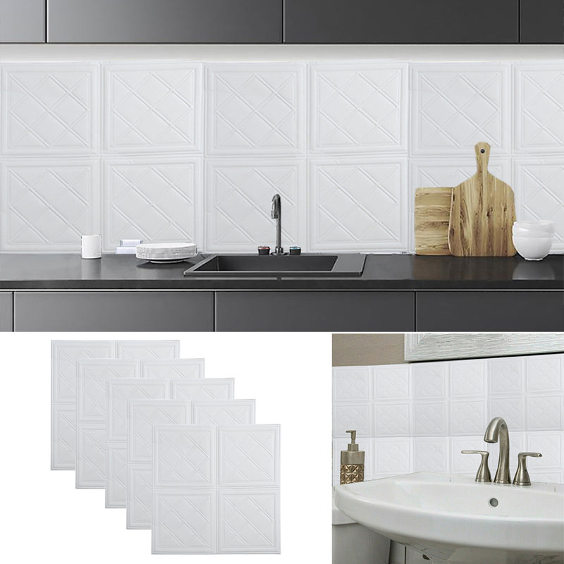 3D White Soft Peel & Stick Anti-Collision XPE Foam Wallpaper, 5-Pack