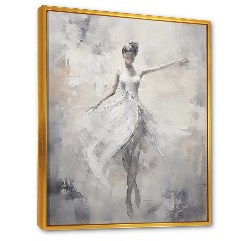 «Contemporary Gray Ballet Dance Symphony VI», reproduction sur toile, Cadre flottant doré, H 20 po x l 12 po x P 1 po