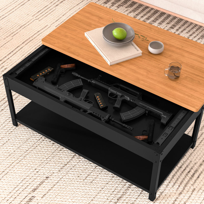 Rectangular Coffee Table with Hidden Storage & Fingerprint Lock