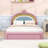 Velvet Upholstered Platform Bed with Rainbow Design Headboard and 2 Drawers-570422556