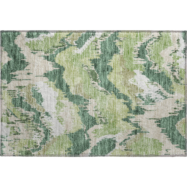 Premium Machine Washable Prisco Green Rug