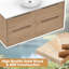 Meuble-lavabo mural en chêne naturel avec vasque ronde en céramique-600534164
