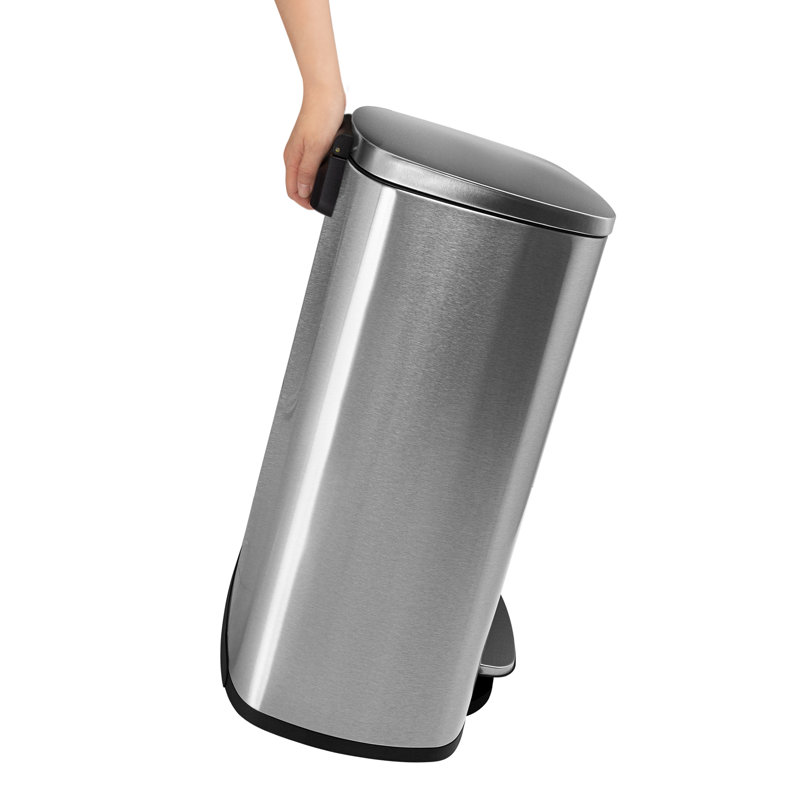 13.2 Gallon Stainless Steel Step-On Trash Can with Soft-Close Lid