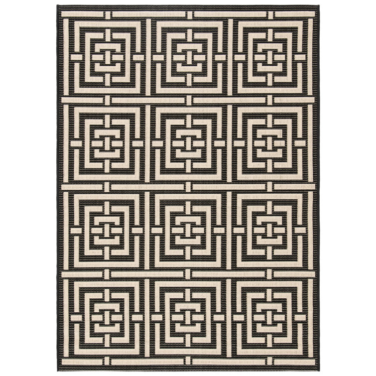 Arneshia Geometric Black/Beige Indoor/Outdoor Area Rug
