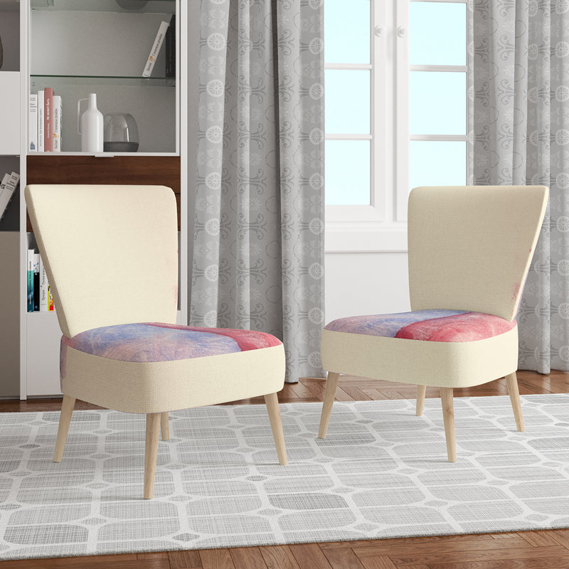 Upholstered Floral Side Chair - Modern floral Accent Chair, Geometric Pastel Polyester Blend