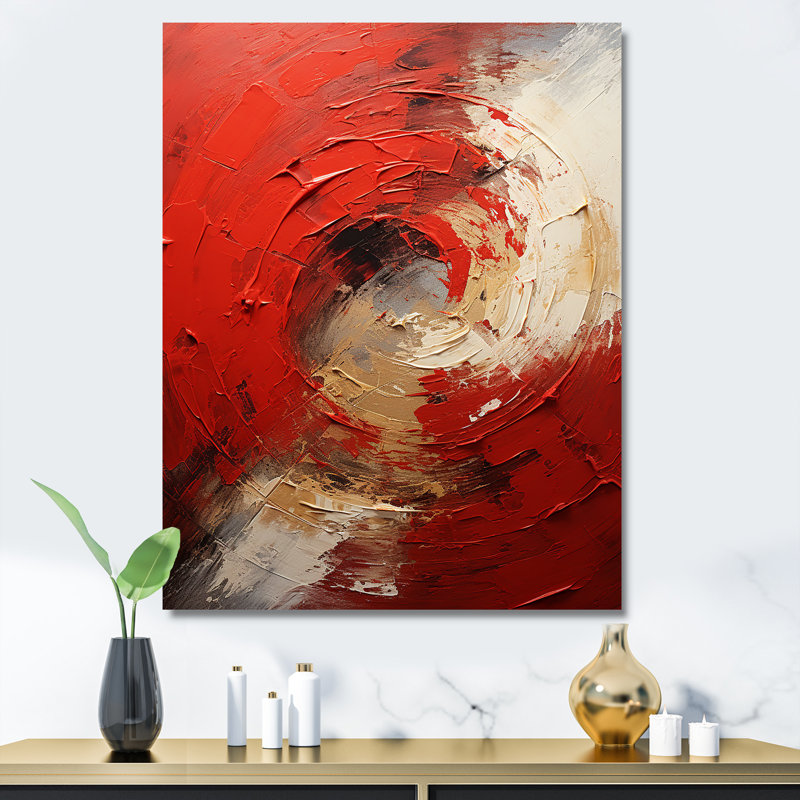 «Red and Gold Whimsical Whirl», impression sur toile spirales abstraites_106231, H 32 po x l 24 po x P 1 po, Toile tendue