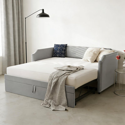 Twin To King Upholstered Daybed With Pop Up Trundle