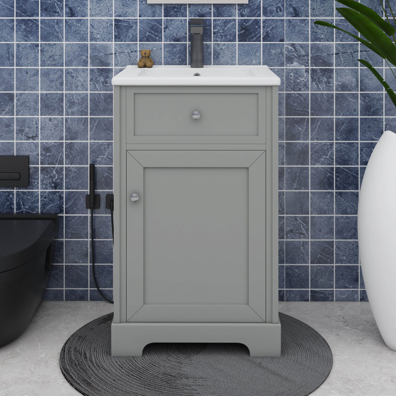 Meuble-lavabo 20 po avec lavabo 20 po, Gris