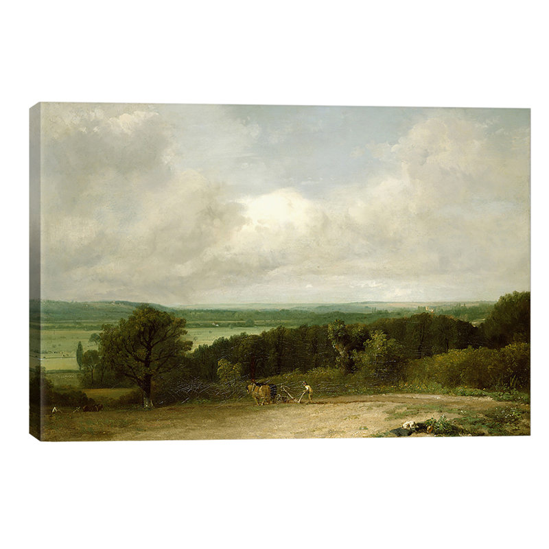 Wooded Landscape With A Ploughman by John Constable - Print on Canvas, 30.48 cm H x 45.72 cm W, No Frame