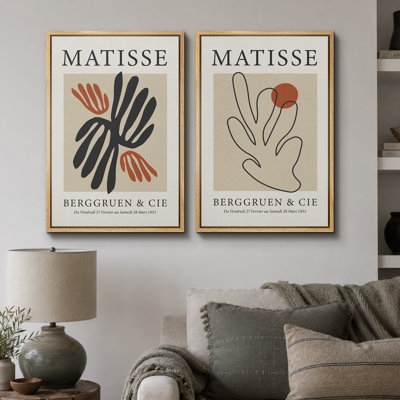 Classical Artwork " Matisse Ocean Coral Plant Pattern Collage " by Henri Matisse 2 - Pieces