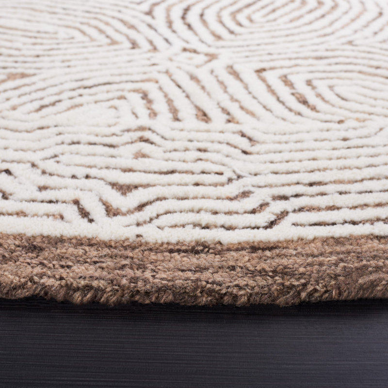 Reinhild Hand Tufted 0.8 Wool 0.2 Cotton Geometric Rug, Round 6'