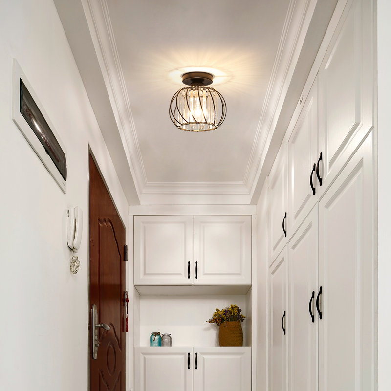 Crystal Chandelier Ceiling Light,Modern Small Flush Mount Ceiling Light,E27 Metal Ceiling Lamp For Kitchen Hallway Dining Rooms Living Rooms