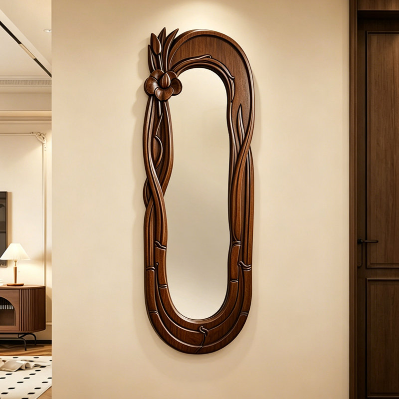 Miroir d'appoint mural 23,62 po, 66.93" H x 23.62" W x 1.18" D, Brown