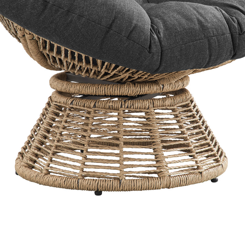 Chaise papasan pivotante avec coussin Charlcy, Noir