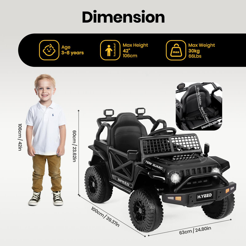 JooliH Battery Powered Ride On with Remote Control, Black